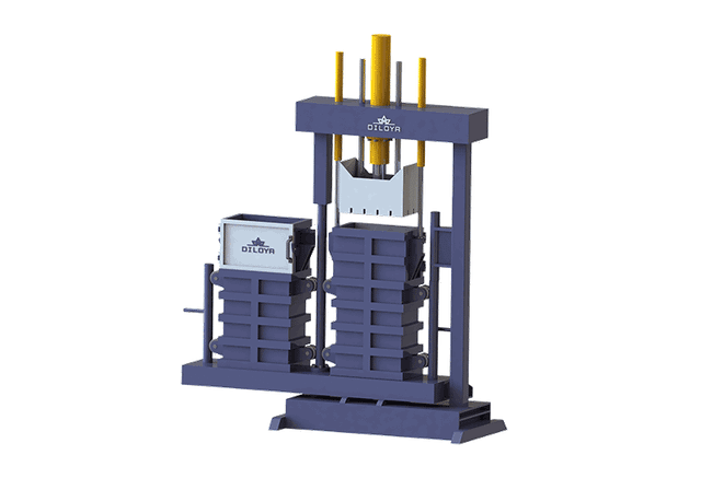 Twin-chamber textile baler illustration with swivelling chamber arrangement