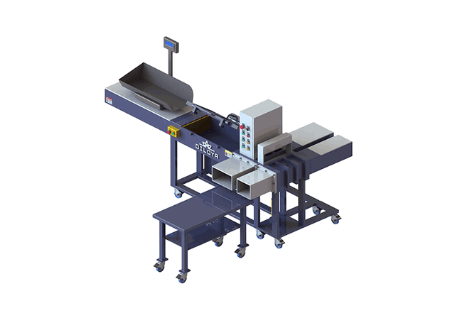 Dual-outlet wiping-rag baler illustration with two bagging channels