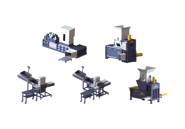 Horizontal bagging balers with hopper-fed and manual-feed layouts