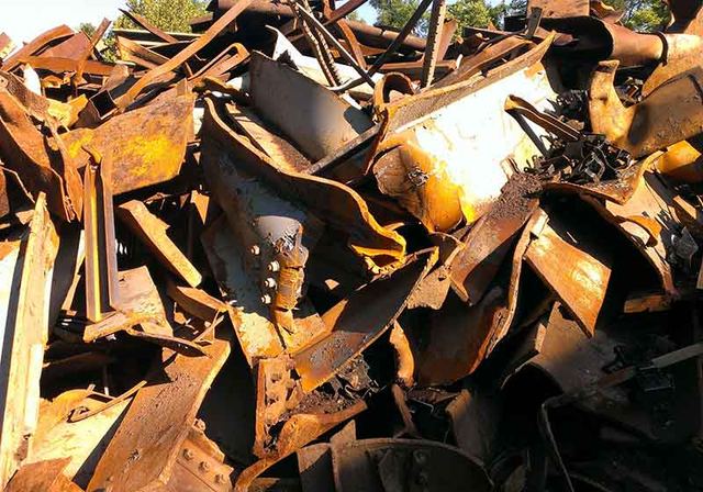 Heavy steel plate and structural scrap before shearing